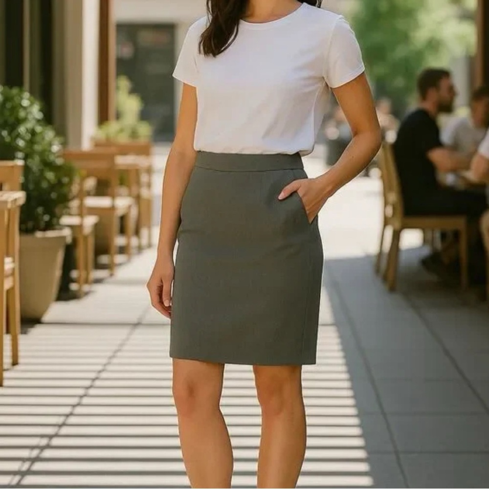 J. Crew Super 120’s 100% Wool Pencil Skirt Heather Grey 8
